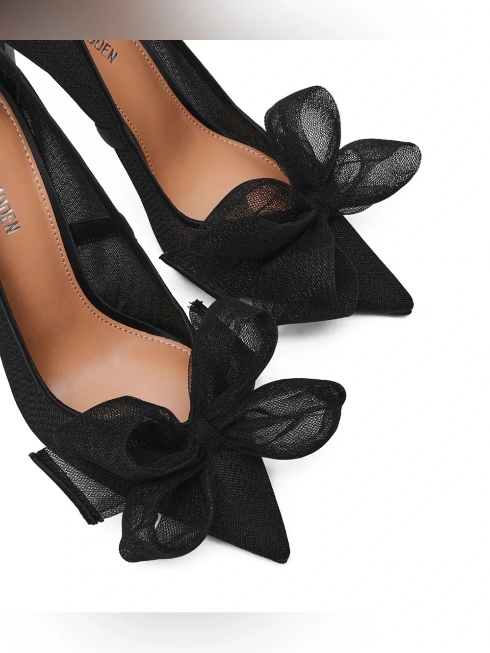 Steve Madden Black Pointed-Toe Stiletto Pump with Bow, TAFFY BLACK - Picture 3 of 6